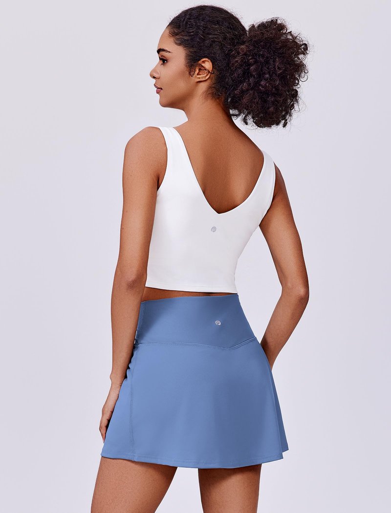 PINSPARK Skorts for Woman High Waisted Tennis Skirts with 2 Pockets Tummy Control Lightweight Performance Active Golf Skirt，Blue XXL
