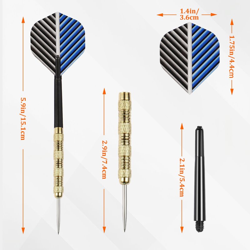 MaxMau 18 pcs Steel Tip Darts Set for Dartboard Metal Point Aluminum Foil Dart Flights