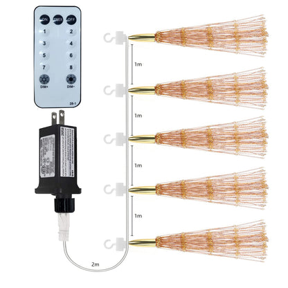 PXBNIUYA 5 Pack 1000LED Plug in Starburst Sphere Lights,Firework Light 8 Modes Dimmable Remote Control Waterproof Hanging Copper Wire Fairy Light for Patio Party Tent Christmas (Warm White)