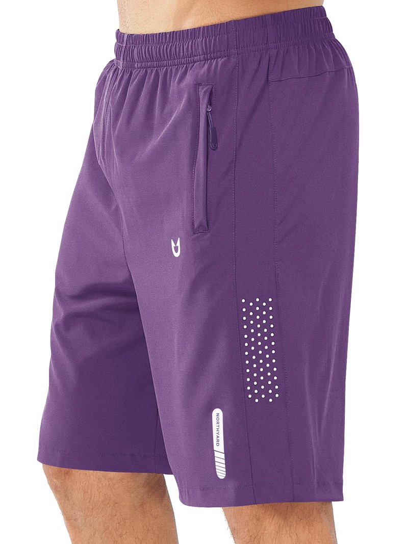 NORTHYARD Men's Athletic Running Shorts Gym Workout 7"/9"/5" Quick Dry Lightweight Sports Basketball Tennis 3 Zipper Pockets PURPLE-9inch S