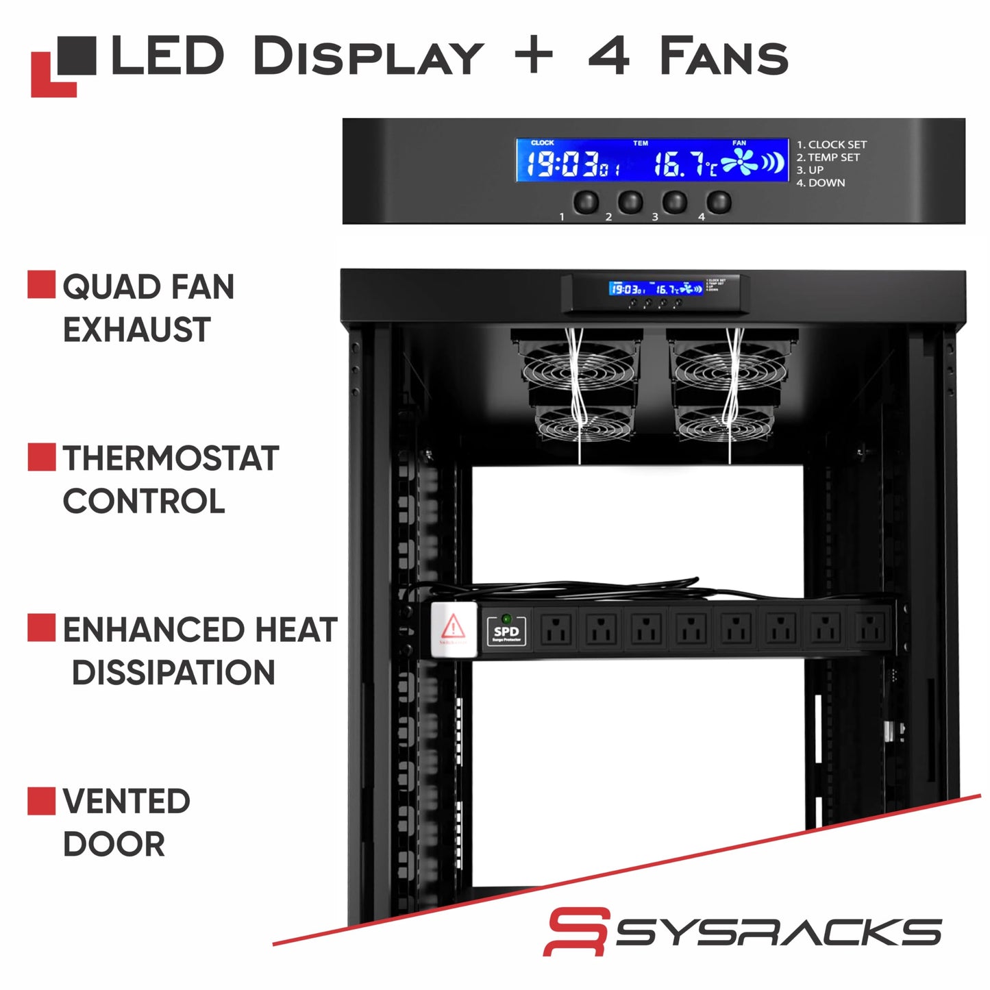 Sysracks 22U Server Rack Cabinet, 32" Deep, 19-Inch EIA-310