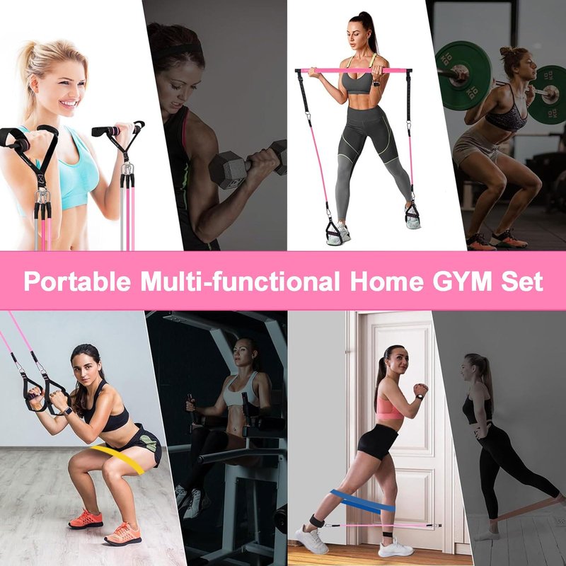 Bbtops Pilates Bar Kit with Resistance Bands,Pilates Bar with Stackable Bands Workout Equipment for Legs,Hip,Waist and Arm,Exercise Fitness Equipment for Women & Men Home Gym Yoga Pilates
