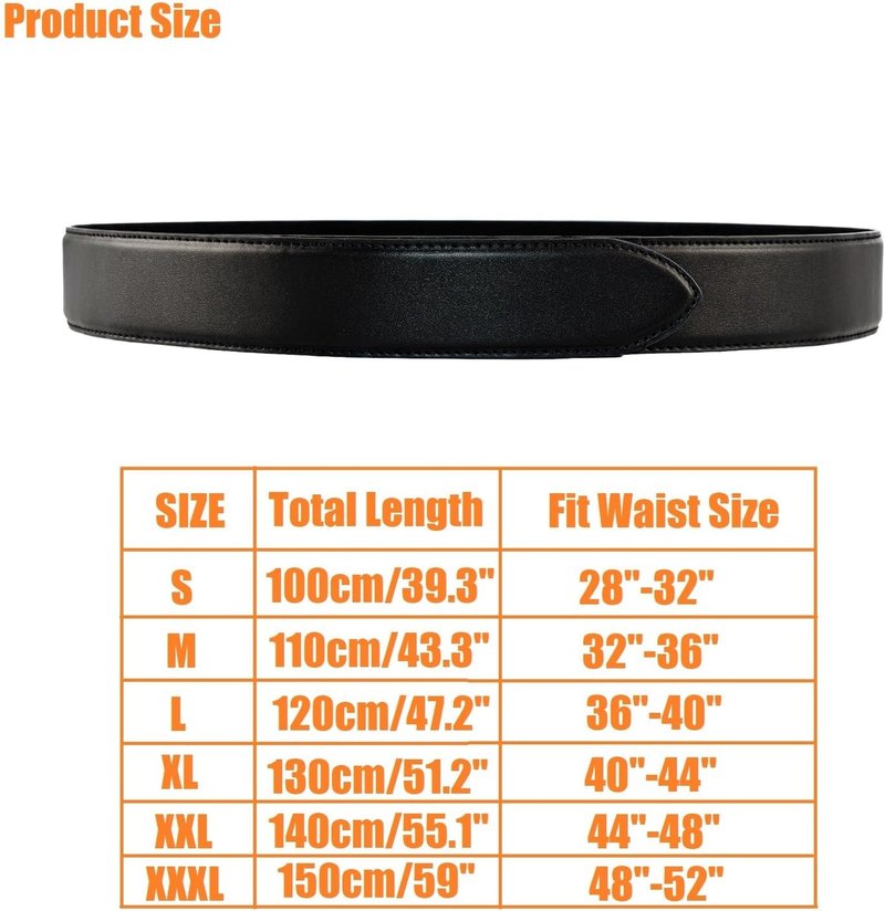 TACNEX Police Reversible Leather Inner Duty Belt - Buckleless Design, 1.5" Wide