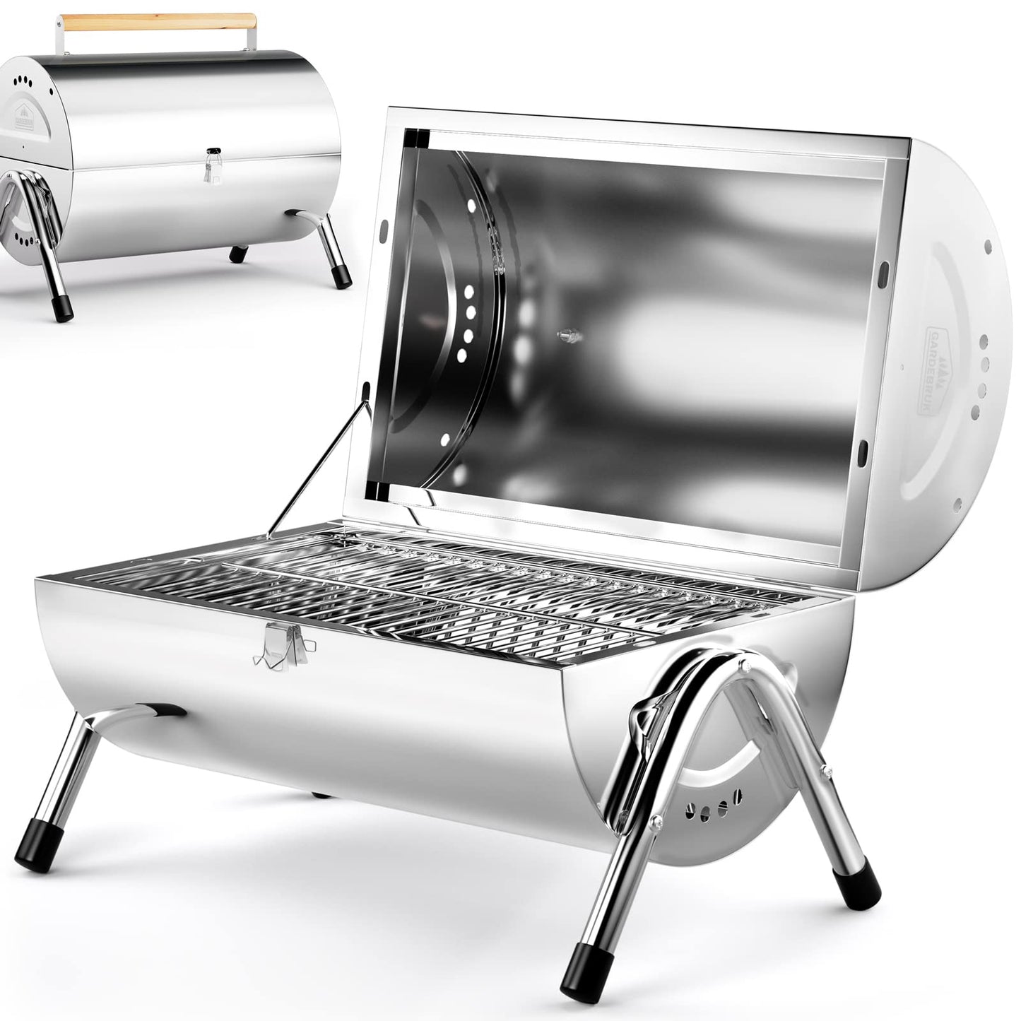 Gardebruk Portable Folding Stainless Steel Double Grill Surface Charcoal Grill for Travel, Camping, Picnics