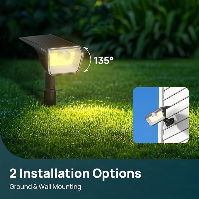 Linkind Solar Lights Outdoor Waterproof IP67, 3000K/6500K Solar Motion Sensor Lights with 6 Modes, 60 LEDs Solar Powered Spot Lights Outside Landscape Lighting for Garden Yard Pathway, 6 Pack