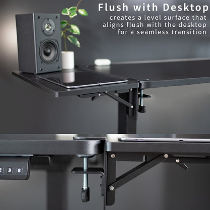 VIVO Clamp-on 6 x 9 inch (11 Including Clamps) Desk Extender, Wrist Support, Armrest Tray, Table Mount for Sit Stand Desks, Black, DESK-EXT09