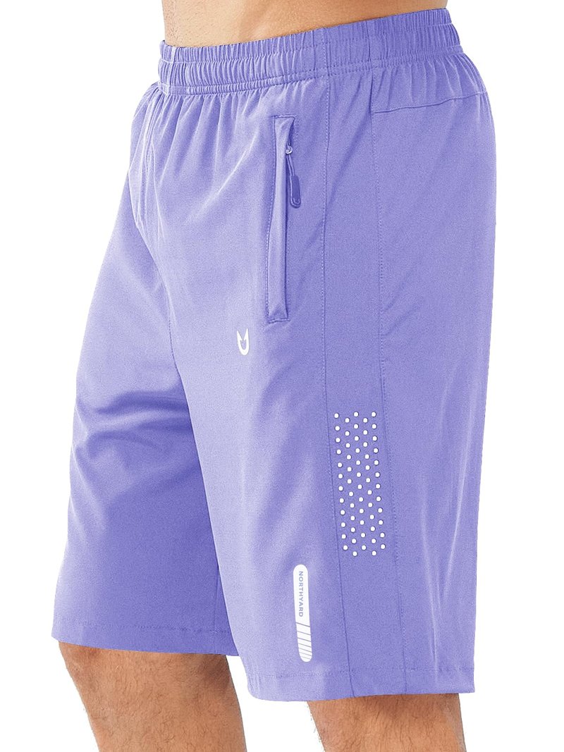 NORTHYARD Men's Athletic Running Shorts Gym Workout 7"/9"/5" Quick Dry Lightweight Sports Basketball Tennis 3 Zipper Pockets VIOLET-9inch XL