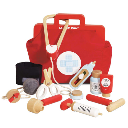 Le Toy Van Wooden Honeybake Doctors Play Set With Thermometer, Syringe, Stethoscope, Blood Pressure Gauge Plus More Role Play Toy