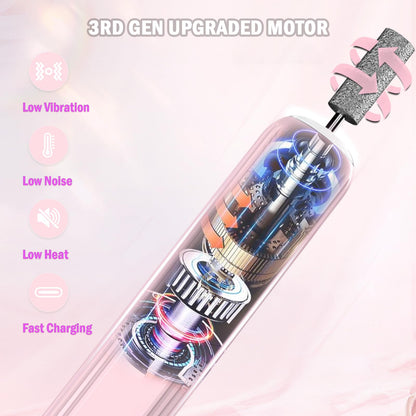 Professional Nail Drill Set, 2,0000 RPM Electric Nail File with 12 Grinding Head & 100Pcs Sanding Bands for Acrylic Gel Nails, Manicure and Polishing (Beige)