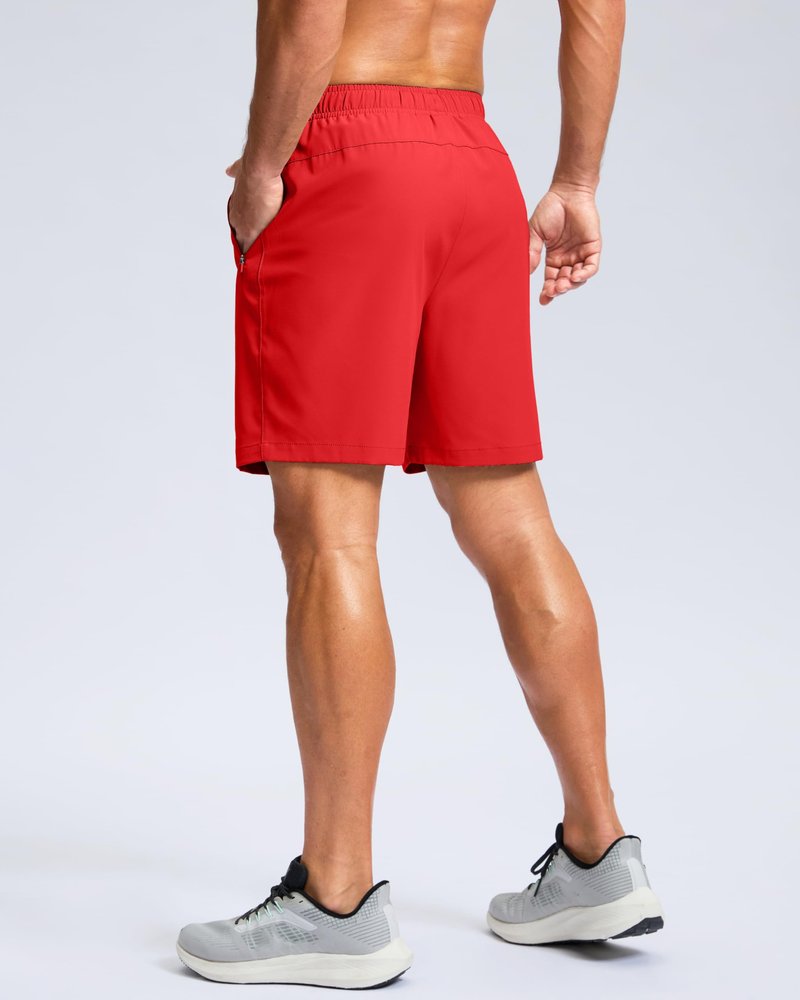 G Gradual Men's Athletic Running Shorts with Zipper Pockets Quick Dry 7"/ 5"/ 9" Workout Gym Shorts for Basketball Hiking(Deep Red,7M)