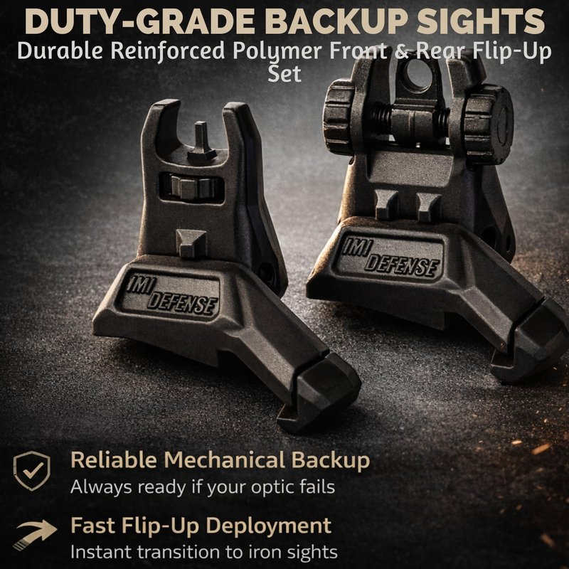 45 Degree Offset Flip Up Iron Sights – IMI Defense Low Profile Canted Flip Sights, Fast Target Transition, Dual Aperture, Secure Locking, Picatinny Compatible (Black)