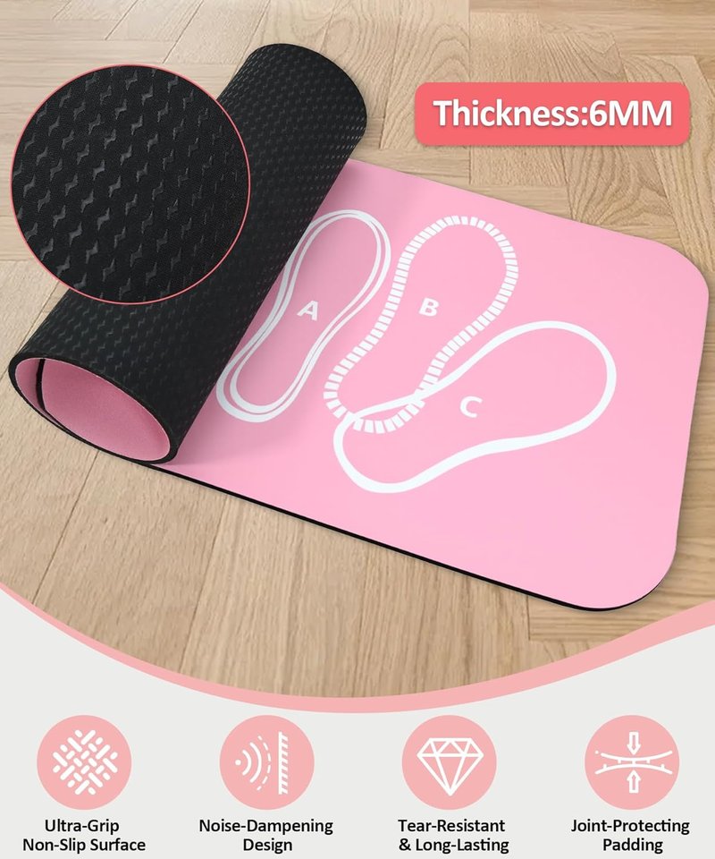Non-Slip Squat Mat with Foot Positioning - Large 31.5'' x 13.8'' Exercise Pad for Squats & Leg Workouts
