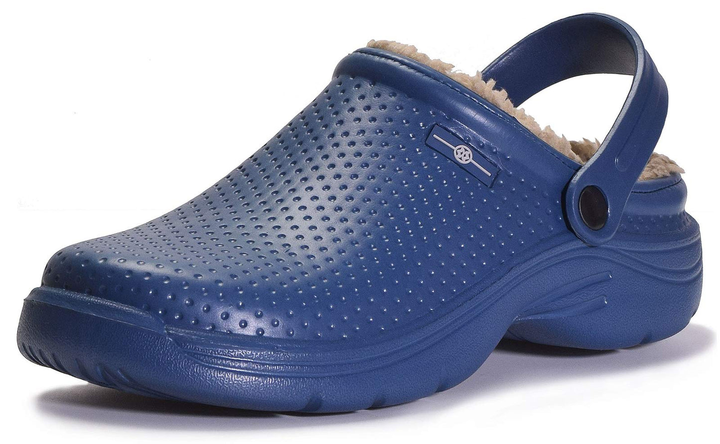 Waterproof Slippers Women Men Lined Clogs Winter Fur Garden Shoes Warm Mules House Anti-Slip Slippers Indoor Outdoor, Dark Blue, 10 UK, 44 EU