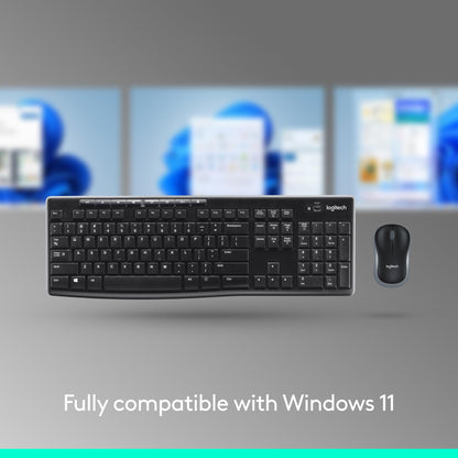 Logitech MK270 Wireless Keyboard and Mouse Combo for Windows, 2.4 GHz Wireless, Compact Mouse, 8 Multimedia and Shortcut Keys, 2-Year Battery Life, for PC, Laptop, QWERTY UK English Layout - Black