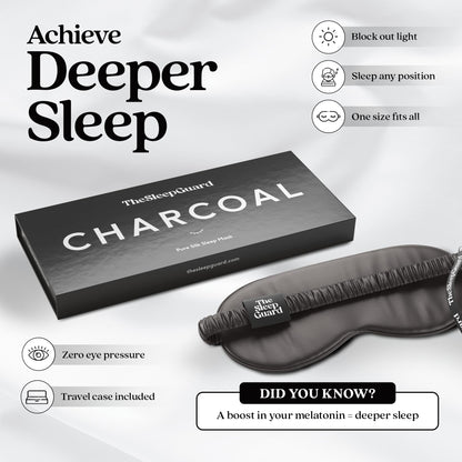 TheSleepGuard Pure Silk Sleep Mask [100% 6A Mulberry Silk, 22 Momme] Light Blocking Travel Essentials. Eye Masks for Sleeping. Black Oeko-Tex Blindfold. Eye Covers for Men & Women