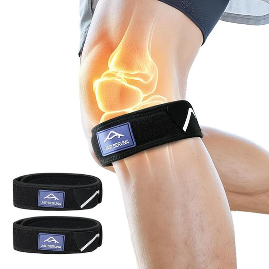 Patellar Band Tendon Support Strap - Adjustable Non-Slip Knee Brace for Pain Relief | 2 Pack for Hiking, Running & Sports