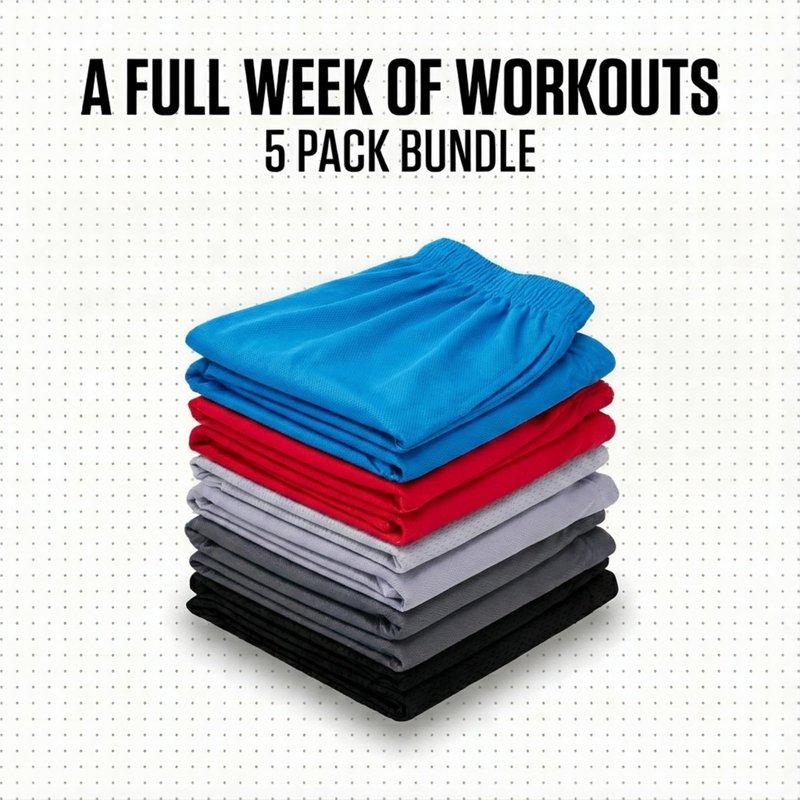Ultra Performance 5 Pack Mens Shorts, Athletic Gym Shorts Workout Basketball Shorts for Men, Large