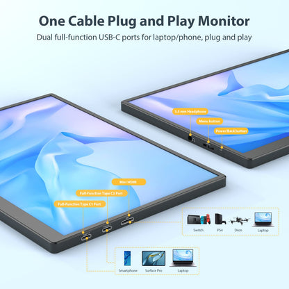 Eyoyo Portable Monitor, 10.5” FHD 1920x1280 Small Travel Monitor with Mini HDMI USB C Input External Second Screen for Laptop 100% SRGB Tiny IPS Display