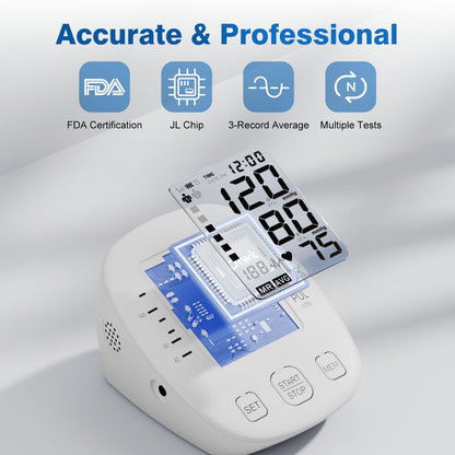 Blood Pressure Monitors for Home use, Automatic Digital BP Machine, Adjustable Upper-Arm Blood Pressure Cuff(8.7'' -16.5''), Large Clear LCD Backlit Display&HR Detection, 2x99 Sets Memory