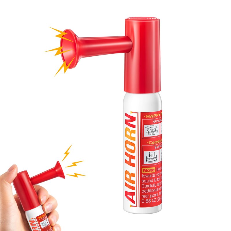 3 Pack Mini Air Horn for Personal Safety, 0.88 Oz Stadium Air Horn Prank, Portable Blow Noise Maker for Sporting Events, Football Games, Dogs, Party, Birthdays,Graduation Mini Noisemakers (Red)