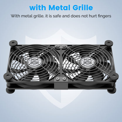 ELUTENG Computer Fan 120mm Dual Row 2 in 1 with 3 Adjustable Speed USB PC Fans 5V Electronics USB Cooling Fan with 8 Shock-Absorbing Feet for Cabinet/Router/PS5/Laptop/TV Box