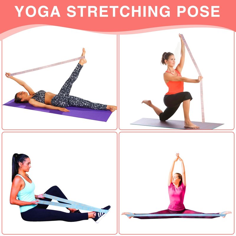 2PCS Elastic Yoga Stretching Strap with 11 Loops, CEILIWEN Elastic Band for Physical Therapy,Pilates Stretch Band,Elastic Exercise Bands, Leg Stretching Strap,Stretch Resistance Bands for Exercise