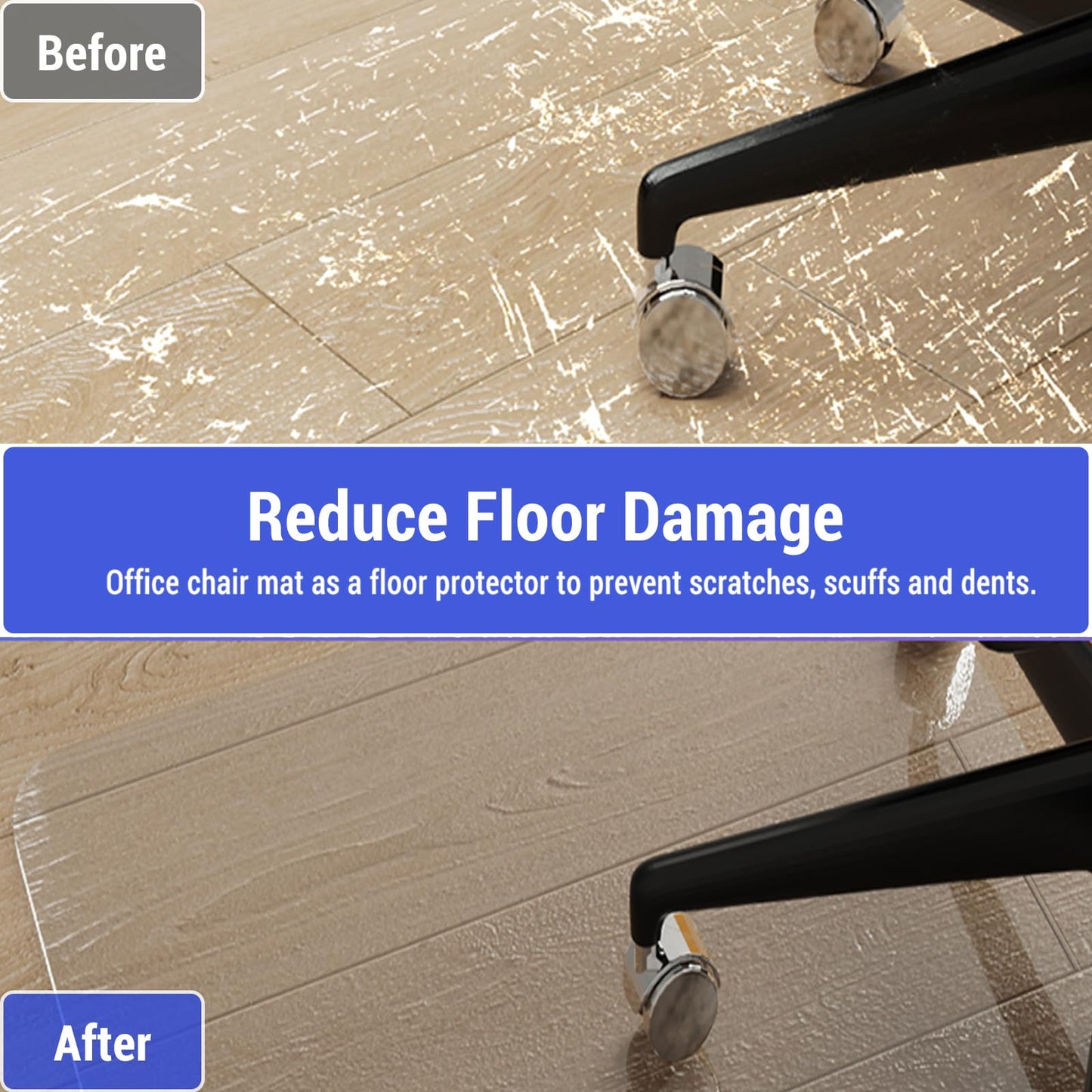 MAXTBEE Office Chair Mat for Hardwood Floor, 29”x47”x1/5” Thick Crystal Clear Chair Mat Heavy Duty Desk Floor Protector for Carpet and Hard Floor
