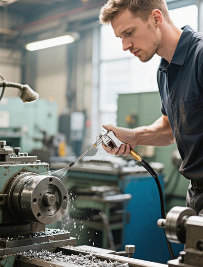 JASTIND Industrial Air Blow Gun with Brass Adjustable Air Flow Nozzle and 2 Steel Extension, Pneumatic Air Compressor Accessory Tool Dust Cleaning and Blower Gun