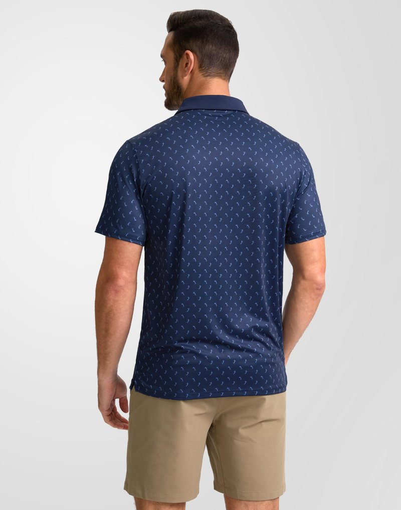 Obla Mens Golf Polo Shirts Short Sleeve Dry Fit Performance Moisture Wicking Casual Print Collared Golf Shirts for Men(Navy Golf Swing_4XL)