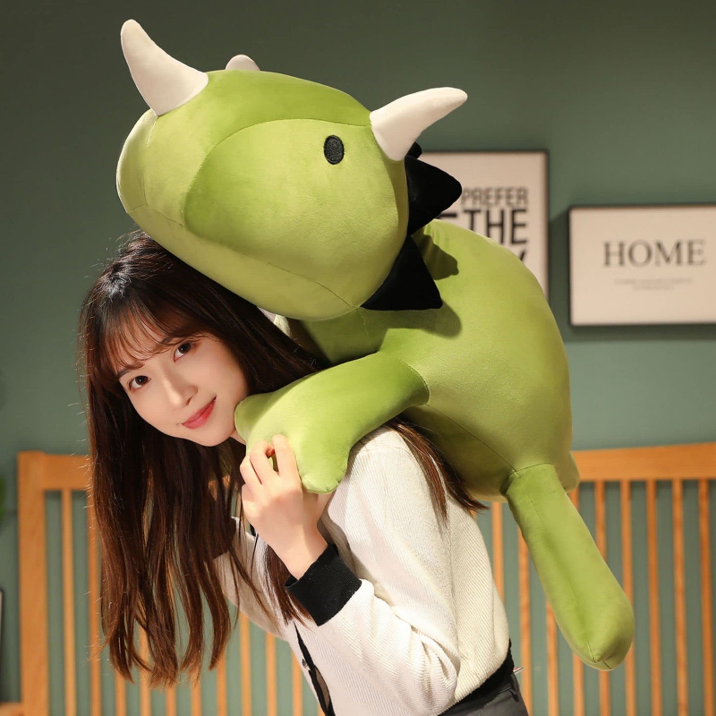 SQEQE Weighted Dinosaur Plush, Anxiety Weighted Stuffed Animals, Weighted Dinosaur Plushie Weighted Dino Throw Pillows for Kids Adults Green 25CM