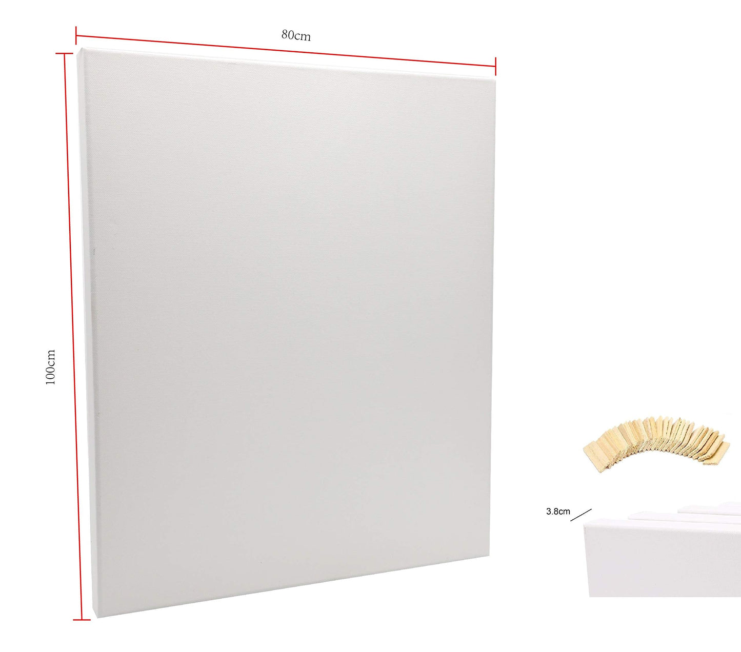 EXERZ 80x100cm Canvas Deep Edge 4pk, 3D Artist Framed 3.8cm 380GSM Pre-Stretched 100% Cotton/Blank/Triple Primed/Acid Free/Medium Grain, Acrylic & Oil (80x100cm 4pk)