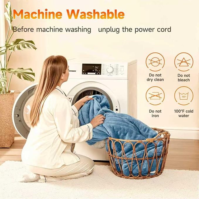 Heated Blanket Electric Blanket Queen Size 84"x90" Fast Heating Electric Blanket with Dual Control 10 Heat Levels & 10 Hours Auto-Off Overheat Protection Cozy Soft Flannel Heated Throw Blanket