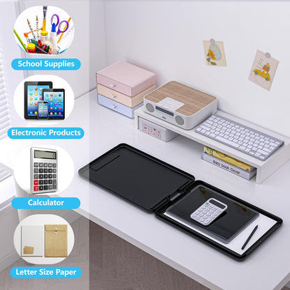 Clipboard with Storage, 8.5 x 11 Storage Clip Board with Low Profile Clip, Heavy Duty Nursing Foldable, Suitable for Classroom, Teacher, Coaches, Office School Supply(Black)