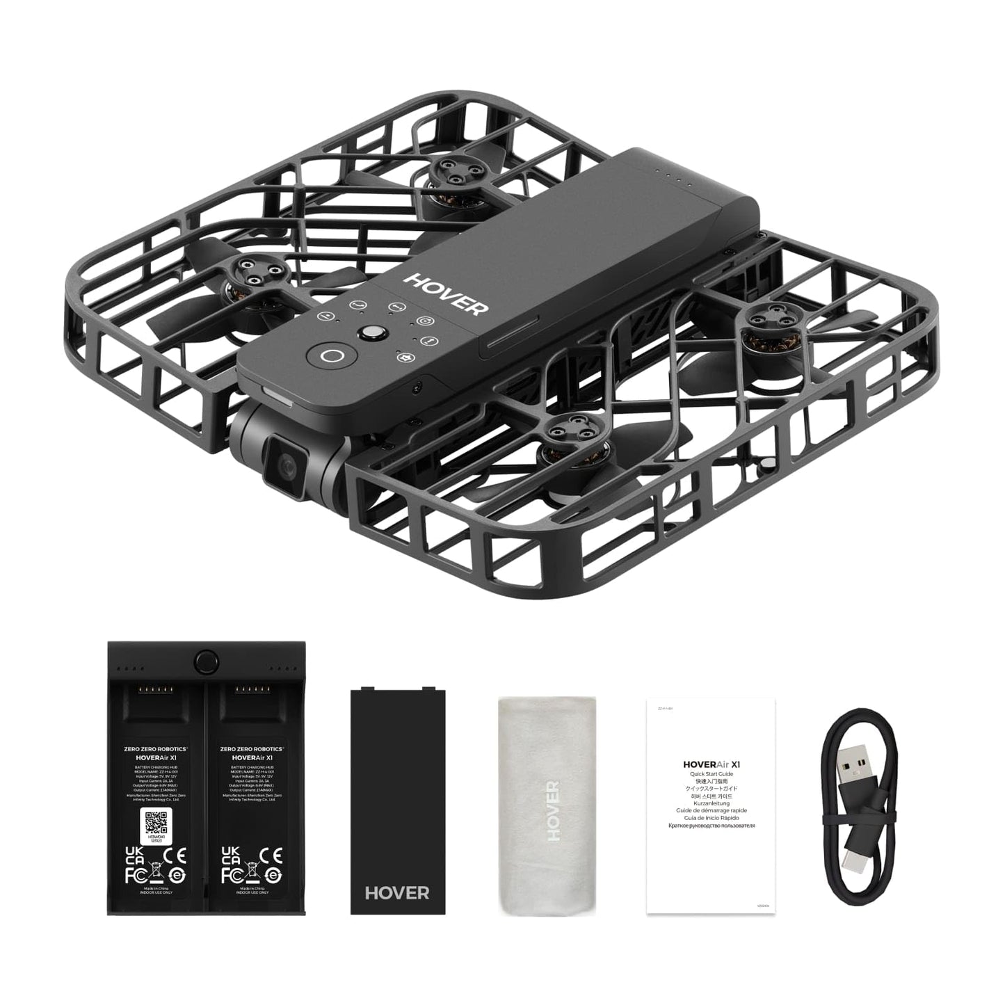 HOVERAir X1 Drone with Camera, Self-Flying Camera Drone with Follow Me Mode, Foldable Mini Drone with HDR Video Capture, Palm Takeoff, Intelligent Flight Paths, Hands-Free Control Black (Combo)