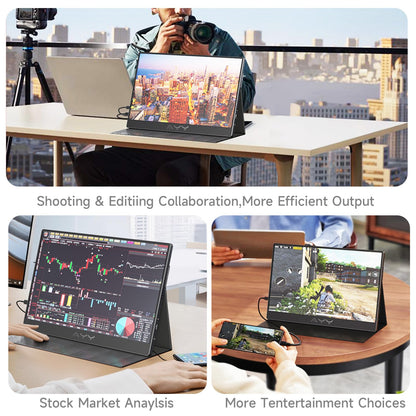 AYY Portable Monitor for Laptop 15 Inch, FHD 1080P USB-C HDMI Travel Monitor External for Computer, Second Display HDR IPS Gaming Monitor Extender for PC MAC Phone PS4/5 Xbox Switch, Built-in Speakers