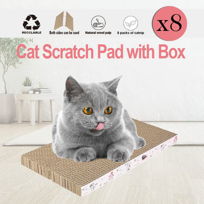 8 Packs in 1 Cat Scratch Pad, Cat Scratcher Cardboard,Reversible,Durable Recyclable Cardboard, Premium Scratch, Suitable for Cats to Rest, Grind Claws and Play