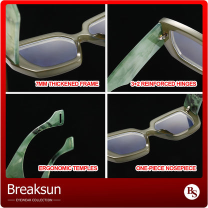 Breaksun Thick Frame Blue Light Glasses for Women Men Fashion Oversized Square Computer Gaming Eyeglasses (Black+ Olive green)