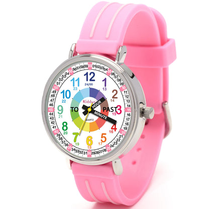 Kiddus Educational Watches for Girls. Children Watch to Learn Time. Analogue First Watch for Kids from 5 Years Old. Time Teacher Exercices Included