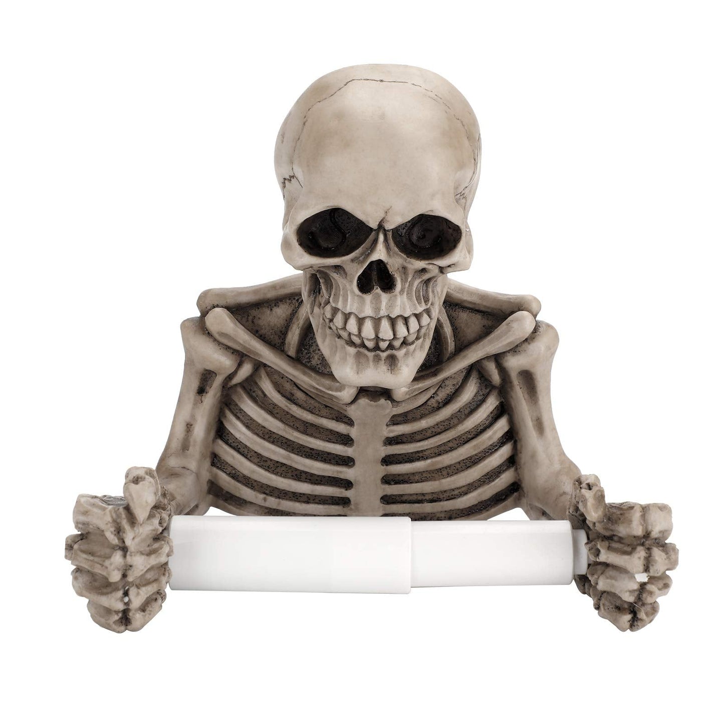 OwnMy Skull Toilet Paper Holder Wall Mount Toilet Tissue Roll Paper Storage Holder Skeleton Tissue Towel Shelf Rack - Bathroom Resin Tissue Roll Holder Wall Decoration for Halloween Ghost Festival