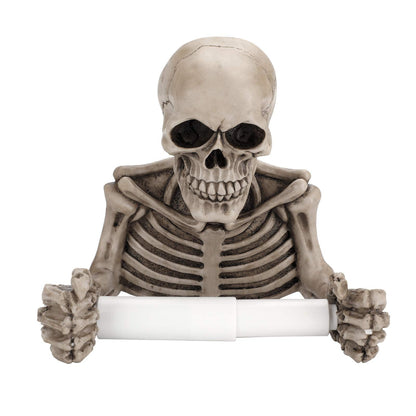 OwnMy Skull Toilet Paper Holder Wall Mount Toilet Tissue Roll Paper Storage Holder Skeleton Tissue Towel Shelf Rack - Bathroom Resin Tissue Roll Holder Wall Decoration for Halloween Ghost Festival