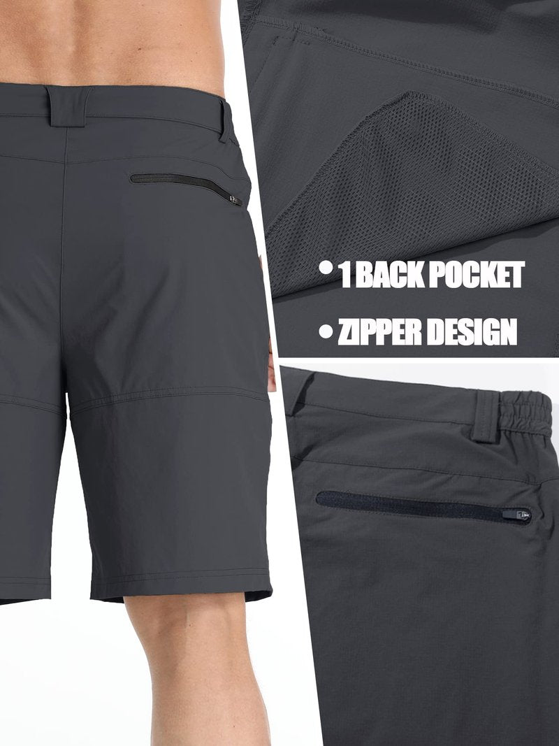 TACVASEN Mens Shorts Casual Golf Dress 10" Summer Cargo Travel Shorts Lightweight Quick Dry Water Resistant Hiking Fishing Dark Gray 40