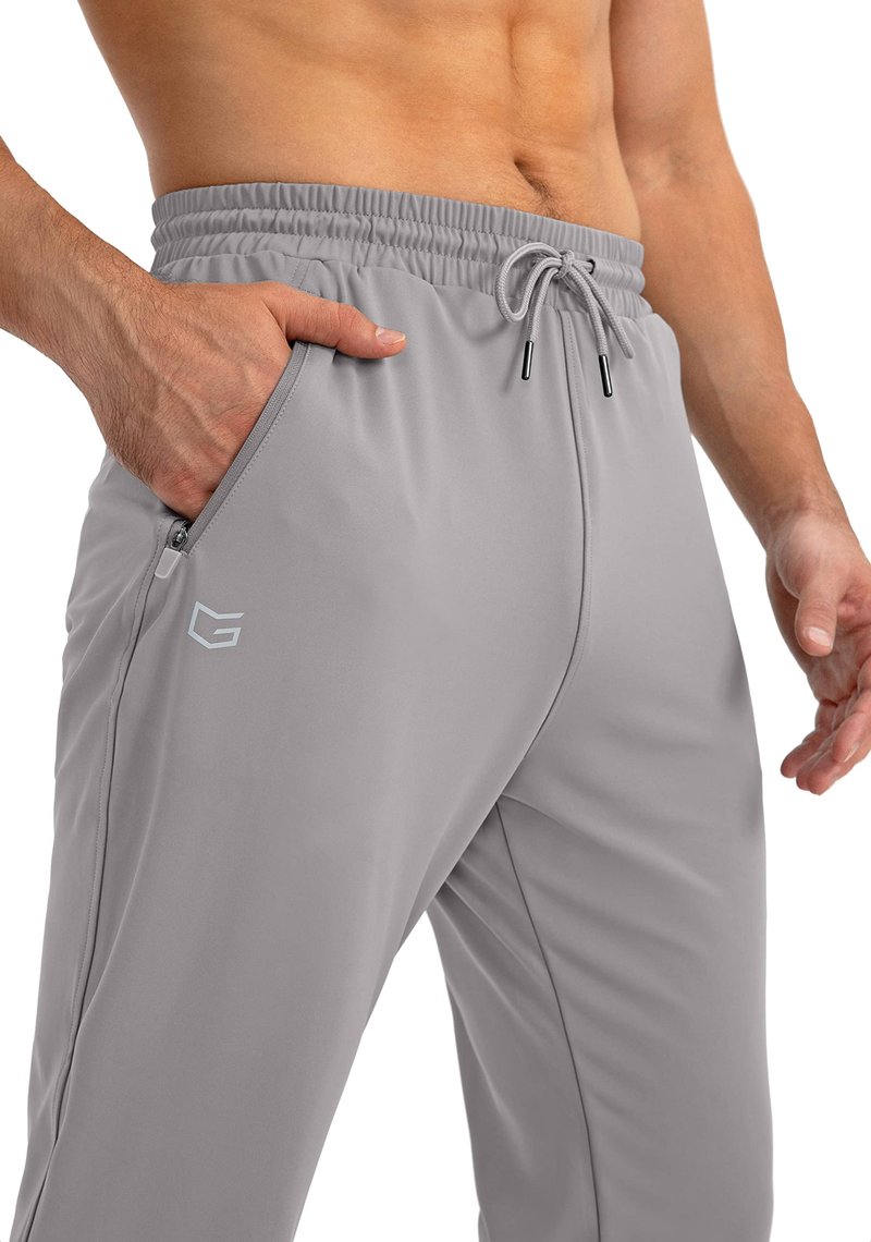 G Gradual Men's Sweatpants with Zipper Pockets Tapered Joggers for Men Athletic Pants for Workout, Jogging, Running (Light Grey, Medium)
