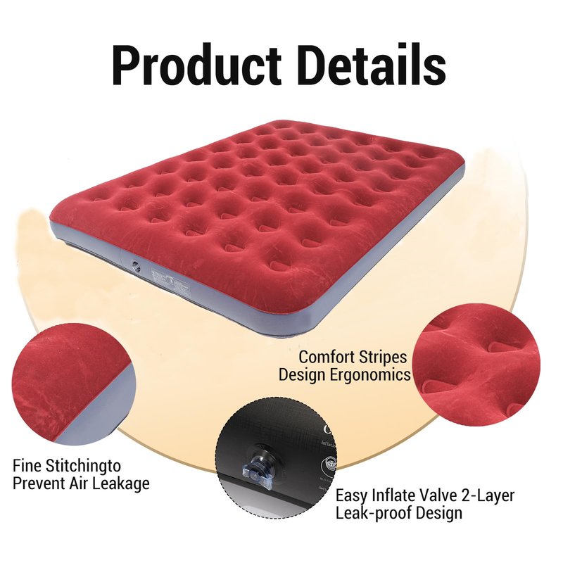 Onirii Queen Size Double Camping Air Mattress Bed with Air Pump