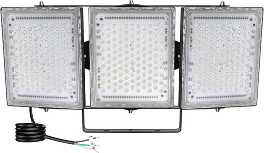STASUN Flying Series Pro 600W 60000LM LED Flood Light Outdoor - IP66 Waterproof, 6000K Daylight White, 3 Panel Adjustable for Stadium, Arena, Yard, Street & Parking Lot Lighting