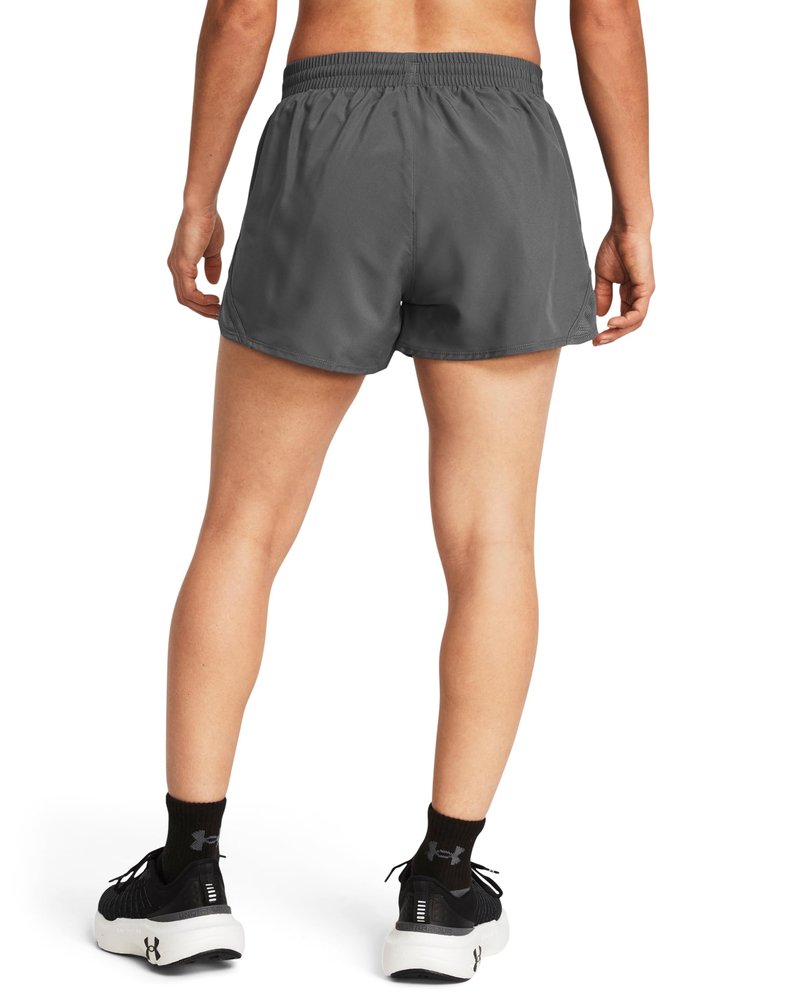 Under Armour Womens Fly by Shorts, (025) Castlerock/Castlerock/Reflective, Medium