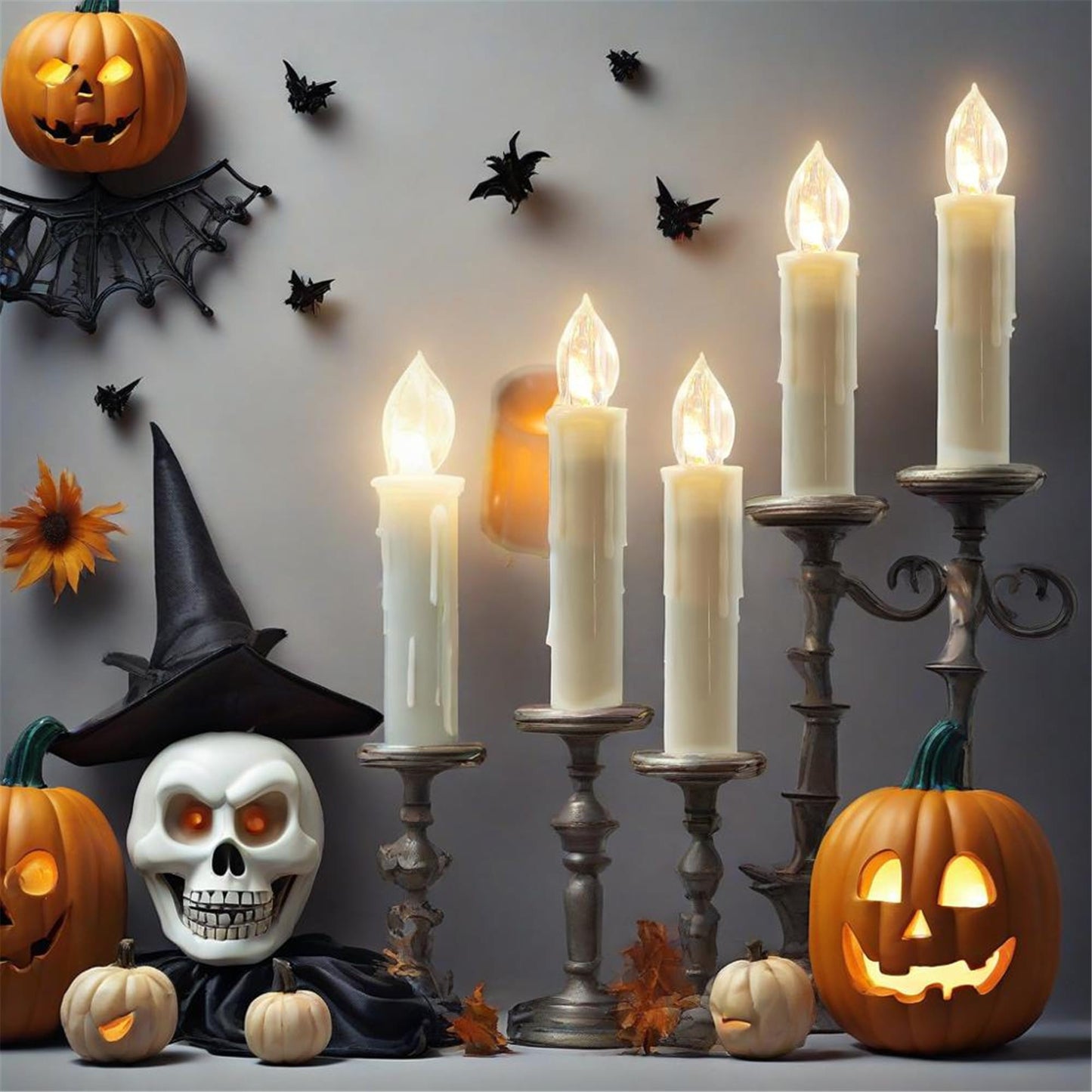 Gedengni Short Candlesticks LED Taper Candle, Remote Candle Sticks Battery Operated Chandelier Flameless Candles with Clip Flickering Warm White Lights for Wedding Party Baroque Chandelier,4inches
