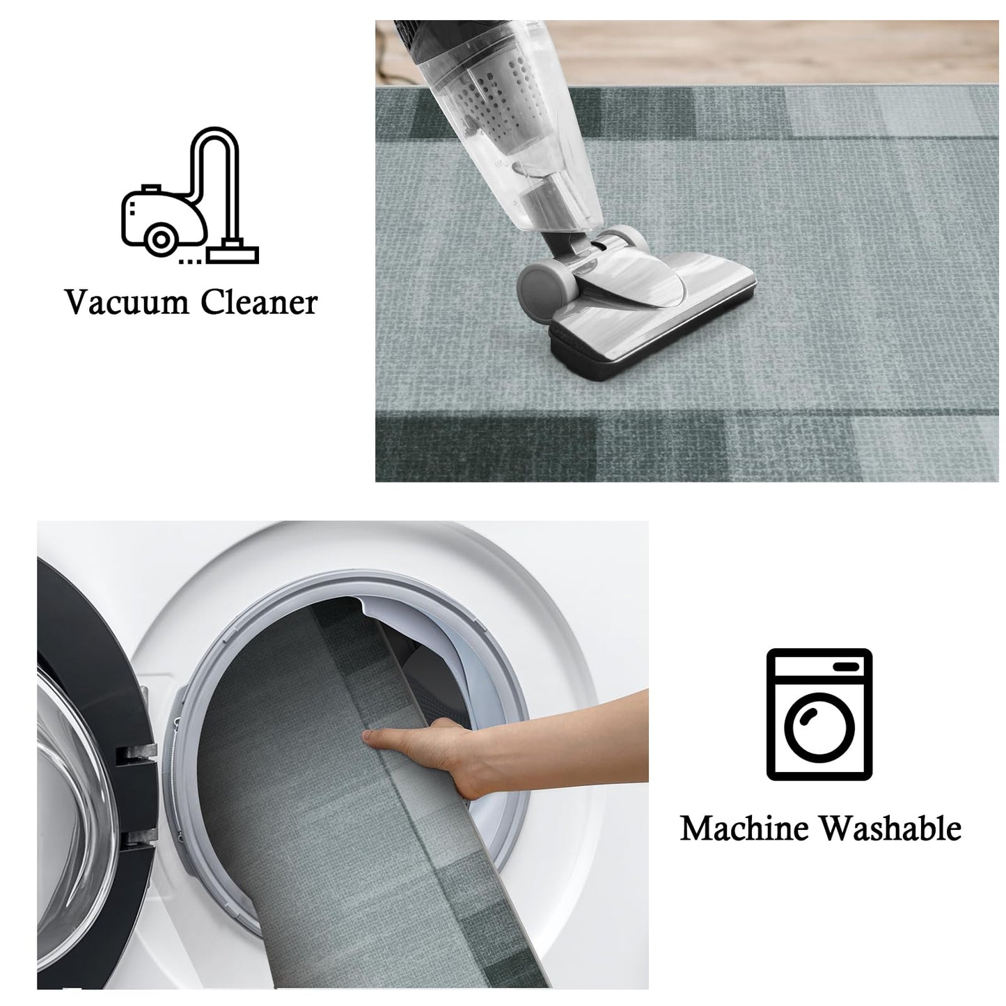 Uphome Modern Runners for Hallways, 2'6x8 Washable Checkered Kitchen Runner Rugs Non Slip, Stain Resistant Ombre Geometric Entryway Runner Rug Low Pile, Soft Carpet for Hallway Bedroom Bathroom, Grey