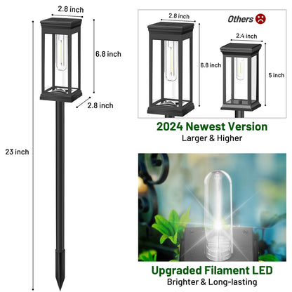 BesLowe 【Upgraded】 Solar Pathway Lights Outdoor, 8-Pack Large LED Solar Light Outdoor Waterproof, Super Bright Outside Lights for Yard, Sun-Powered Landscape Lighting for Garden Walkway, Cool White