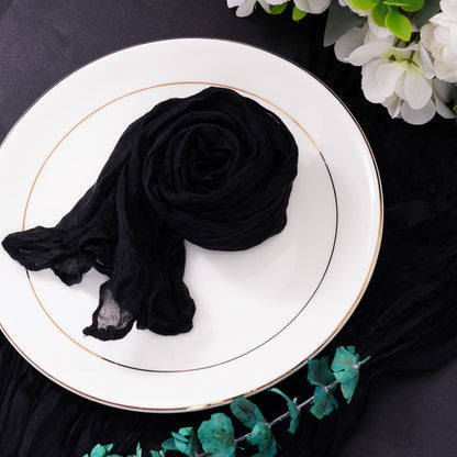 Nydotd 6pcs Halloween Cheesecloth Napkins 20 x 20 Inch Boho Dinner Napkins Wrinkled Rustic Linen Table Decorative Cloth Napkins for Wedding Party Baby Shower Family Everyday Use Easter (Black)