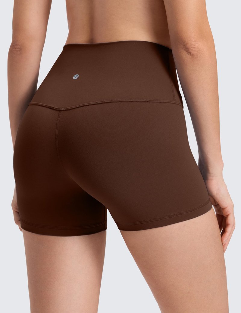 CRZ YOGA Butterluxe Biker Shorts 4'' - High Waisted Booty Workout Volleyball Yoga Womens Spandex Lava Brown Small